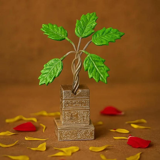 German Silver Plated Tulsi Plant Decorative Showpiece (4inche)