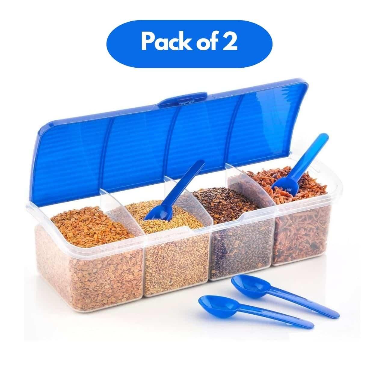 4-in-1 Spice Vault with Measuring Spoons and Airtight Lid Pack of 2